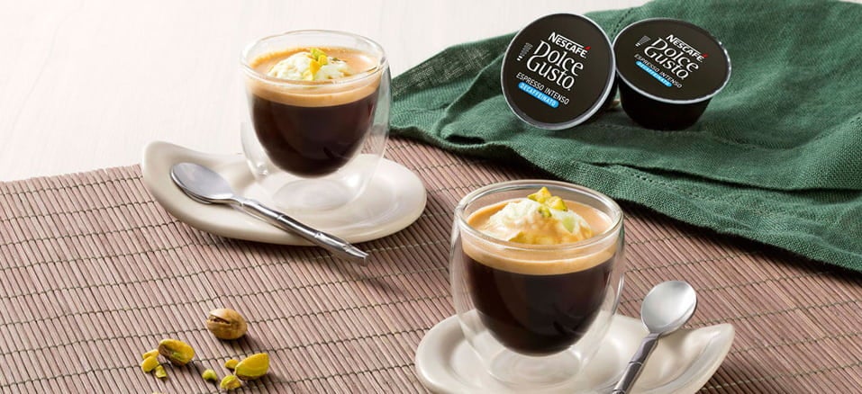 Comida italiana: Affogato com Espresso Intenso Decaffeinato