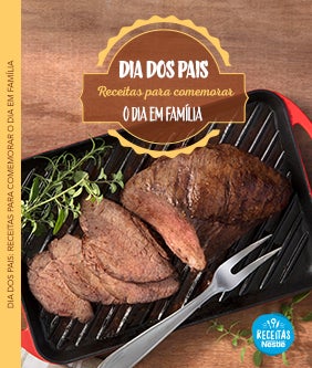Recipe Imagem de uma carne na grelha com o fundo de madeira e o título: dia dos pais receitas para comemorar o dia em família Card Image