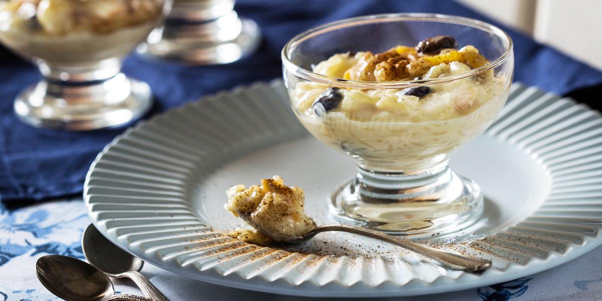 Receitas de Arroz Doce: Arroz Doce com Frutas de Micro-ondas