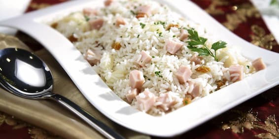 Receitas de arroz: Arroz com presunto ou peito de peru, arroz tropical