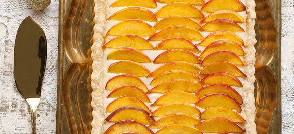 Torta de Nectarina com Creme Frutas de Julho, Verduras de Julho: Torta de Nectarina com Creme