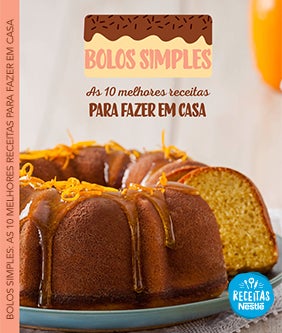 Recipe Imagem de um bolo de laranja com o título em cima Bolos Simples, As 10 melhores receitas para fazer em casa Card Image