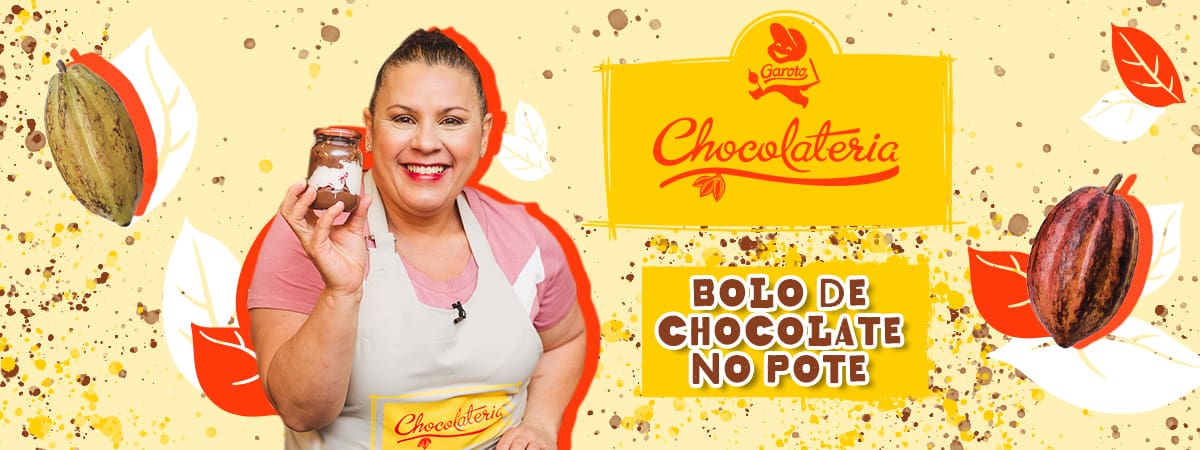 Imagem em tons de amarelo de uma mulher com cabelo preso à esquerda, os dizeres do programa à direita e desenhos de cacau Imagem em tons de amarelo de uma mulher com cabelo preso à esquerda, os dizeres do programa à direita e desenhos de cacau