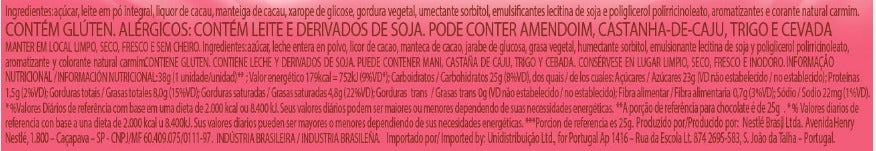 Informações Nutricionais Chocolate Sensação