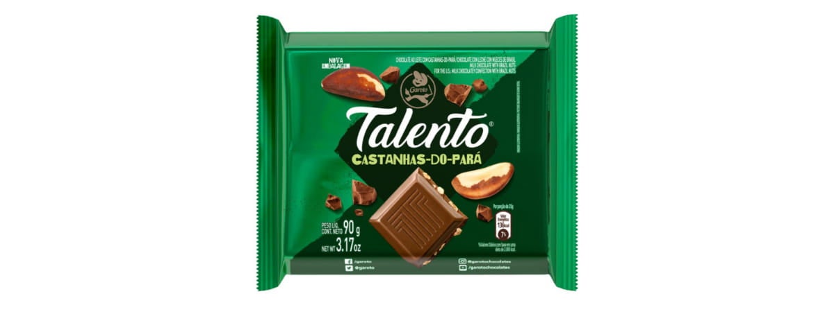 Chocolate TALENTO ao leite com Castanha do Pará 90g