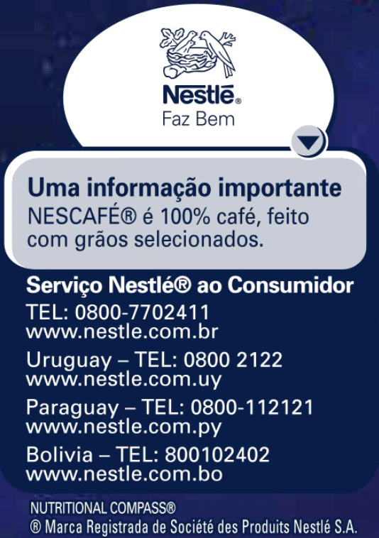 Informações Nutricionais do Nescafe Descafeinado