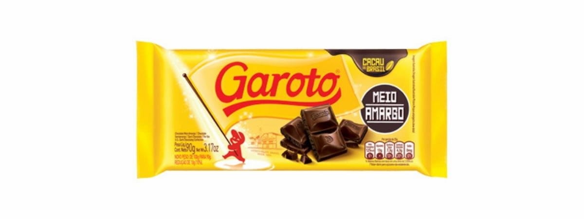 GAROTO Tab Choc Meio Amargo 90g