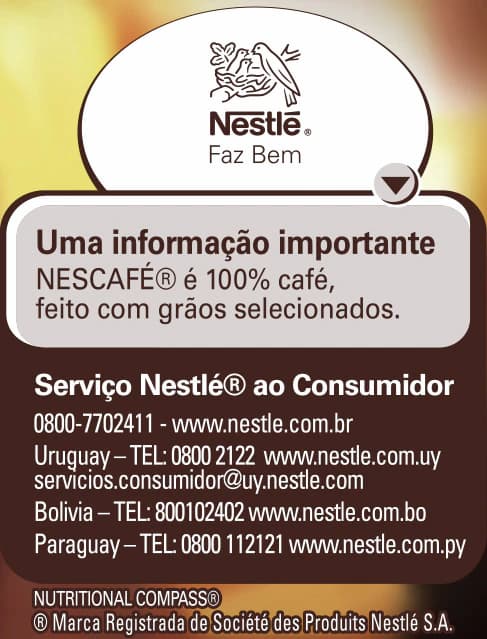 Informações Nutricionais: Nescafé Tradição