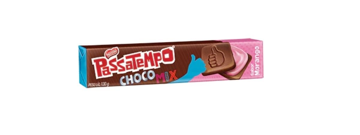 Passatempo Choco Mix Recheado sabor Morango