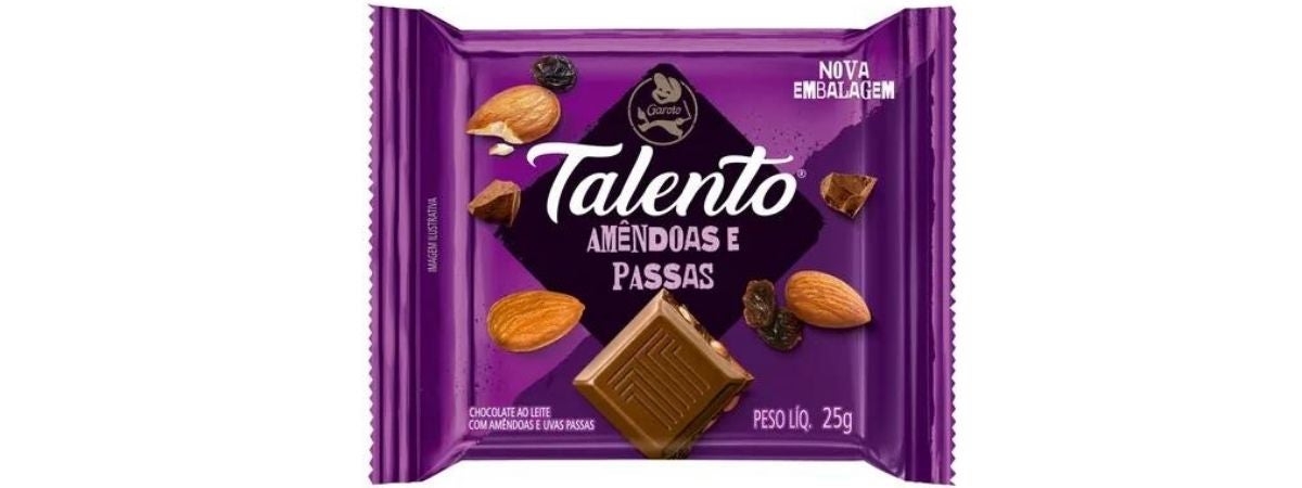 Chocolate Talento Amêndoas e Passas 25g