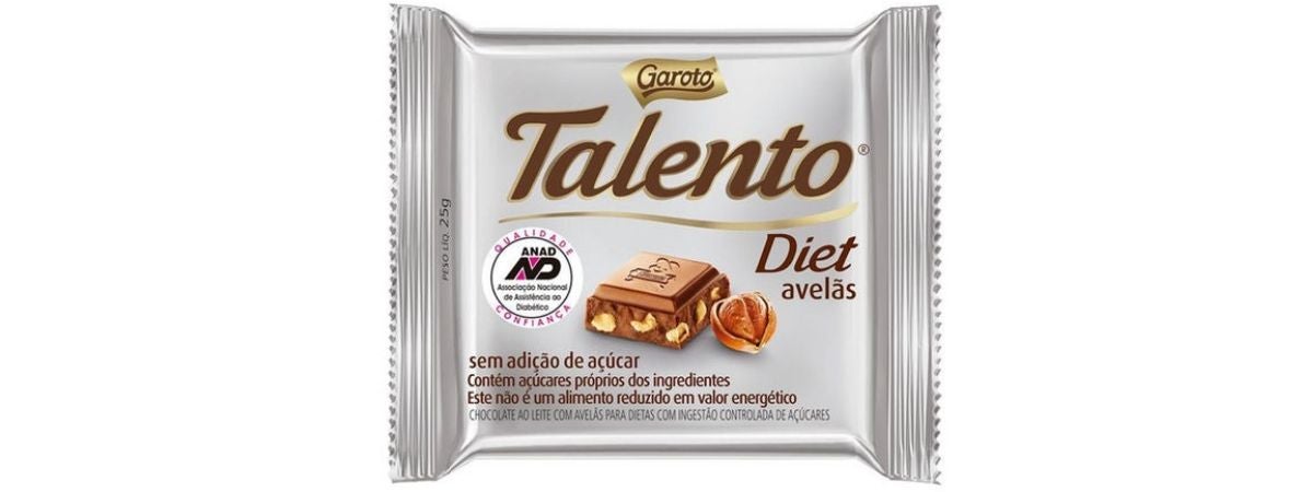 Chocolate Talento Diet Avelãs 25g