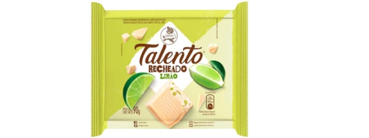 Chocolate Tablete Talento Recheado Torta Limão 90g