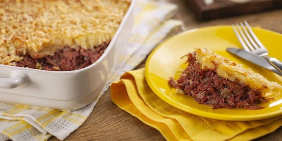 Receitas de Escondidinho: Escondidinho de Carne-seca com Bacon