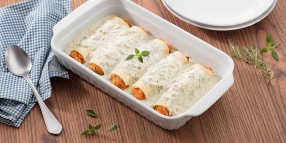 Canelones de Abóbora ao Molho Cremoso