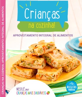 Recipe capa em tons de azul e rosa com um prato ao centro com alguns pedaços de torta  Card Image