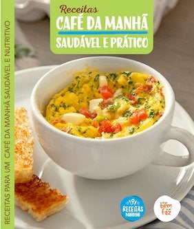 Recipe capa em tons de verde e branco contém a fotografia de uma xícara ao centro com uma receita deliciosa dentro. Card Image