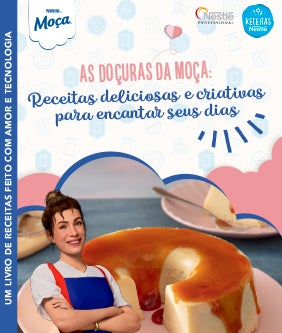 Recipe No fundo uma imagem de um pudim com a nossa Moça Humanizada Card Image