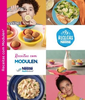 Imagem com as receitas do e-book com o texto: Receitas com Modulen
