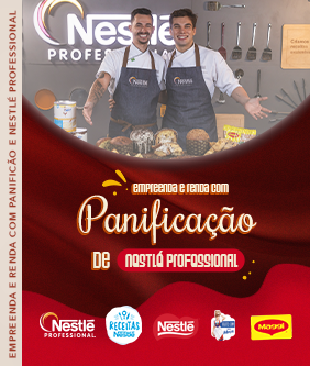 Recipe Imagem do nosso Livro de receitas: Empreenda e Renda com Panificação e Nestlé Professional com nossos dois chefes na capa Card Image