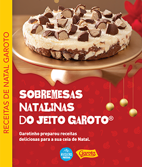 Recipe Livro de Receitas de Sobremesas com Garoto, com um fundo vermelho e símbolos natalinos Card Image