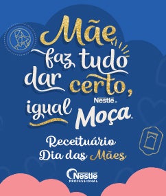Recipe Capa de um livro digital em azul, com o título Mãe Faz Tudo Dar Certo, Igual Moça e abaixo o texto Receituário Dia das Mães Card Image