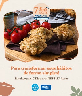 Imagem de uma tortinha de legumes com o selo 7 dias com Nestlé Aveia