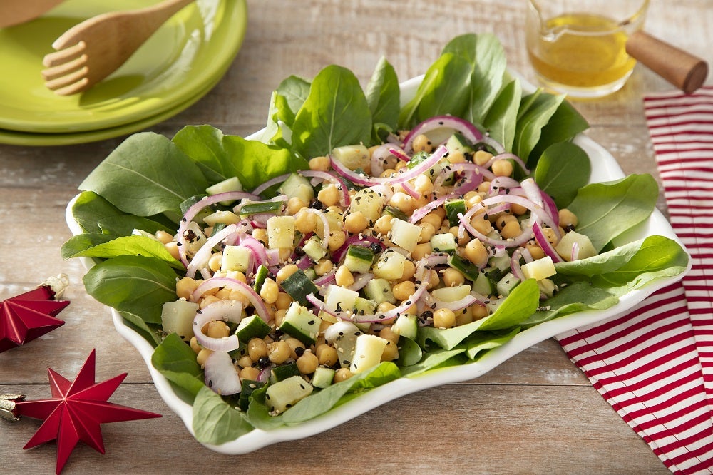 Receita de Salada de Grão-de-bico com Batata-doce