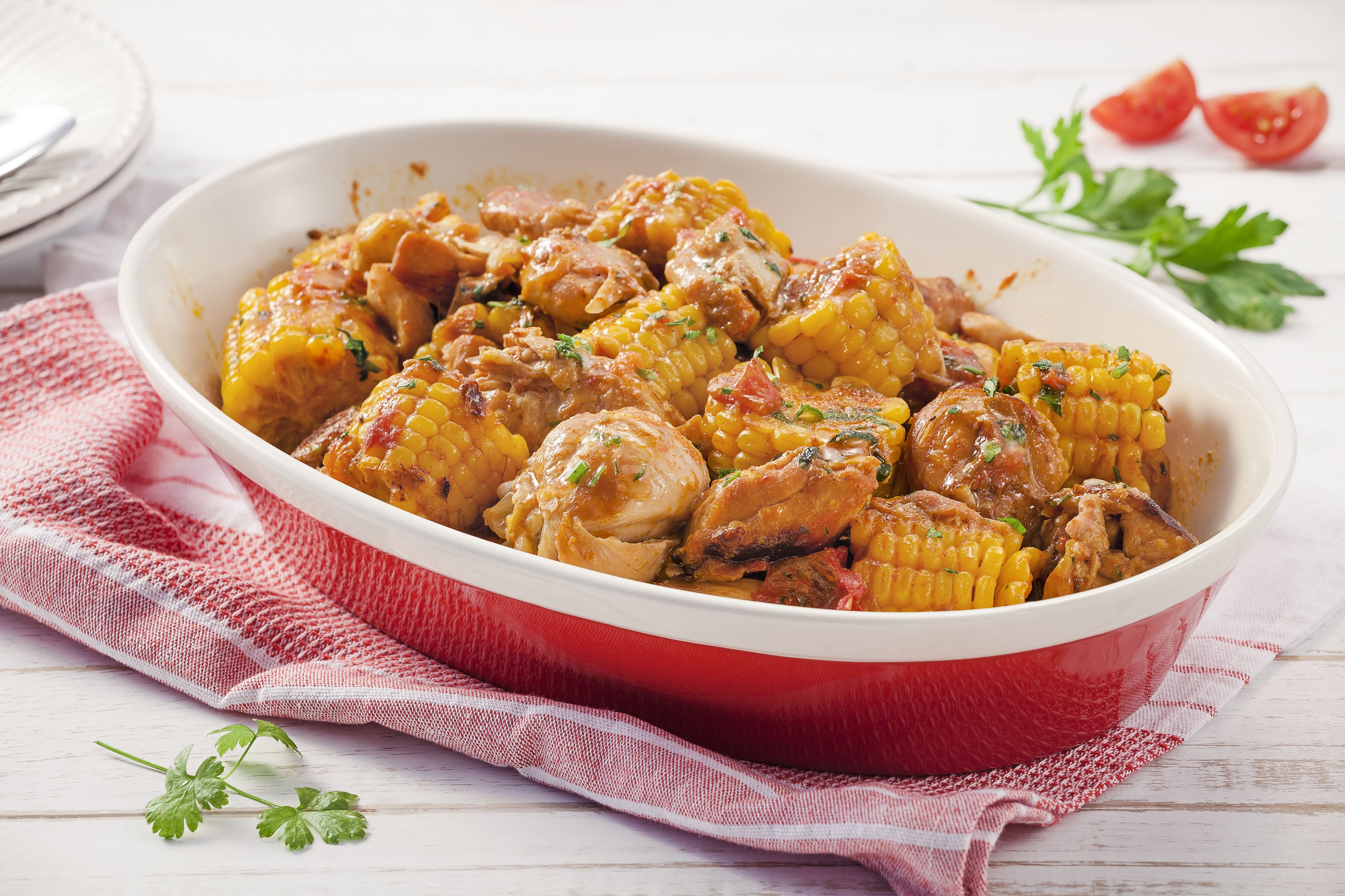 Frango de Panela de Pressão com Milho-Verde