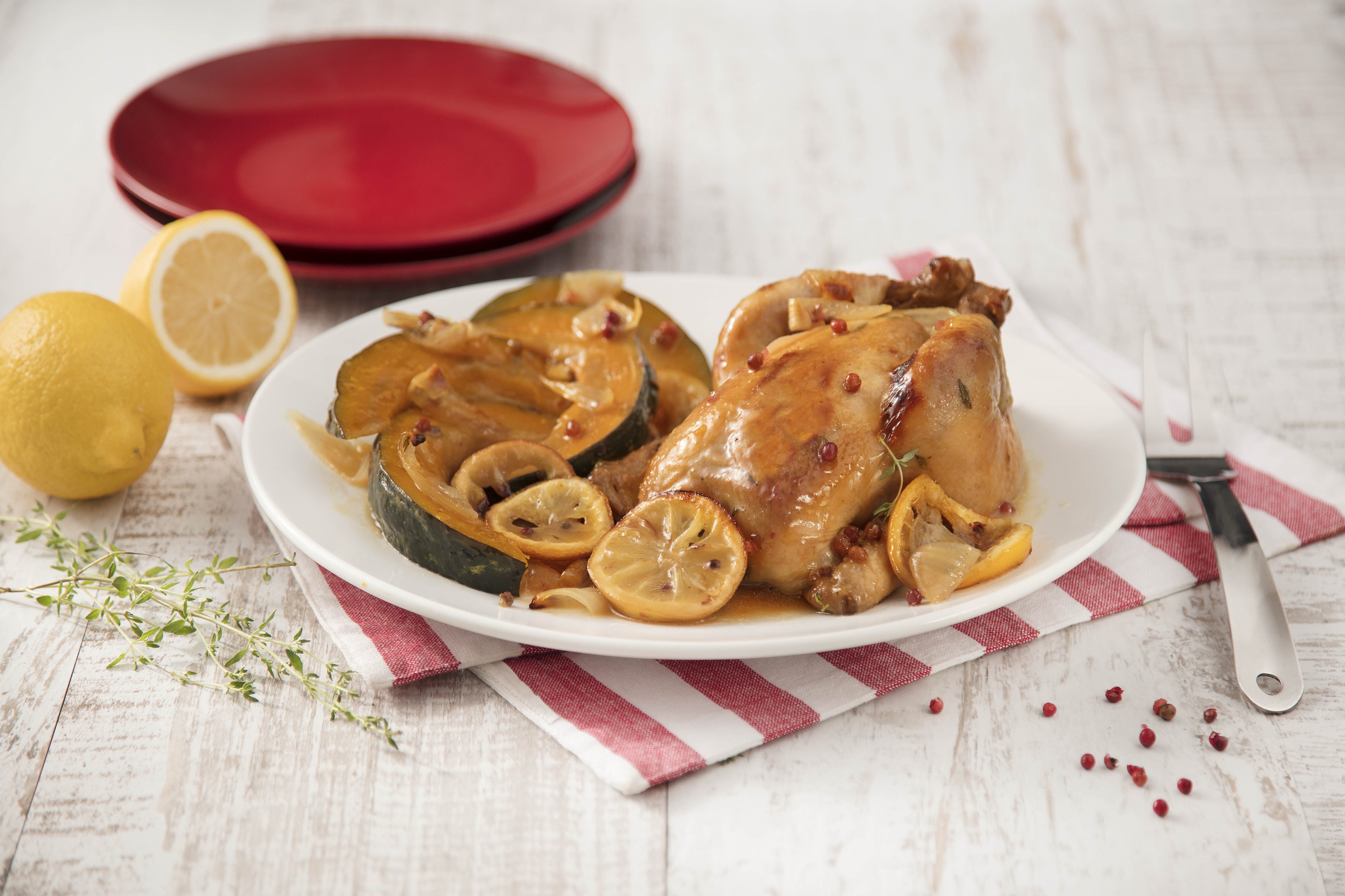 Galeto Assado com Limão-siciliano e Pimenta Rosa
