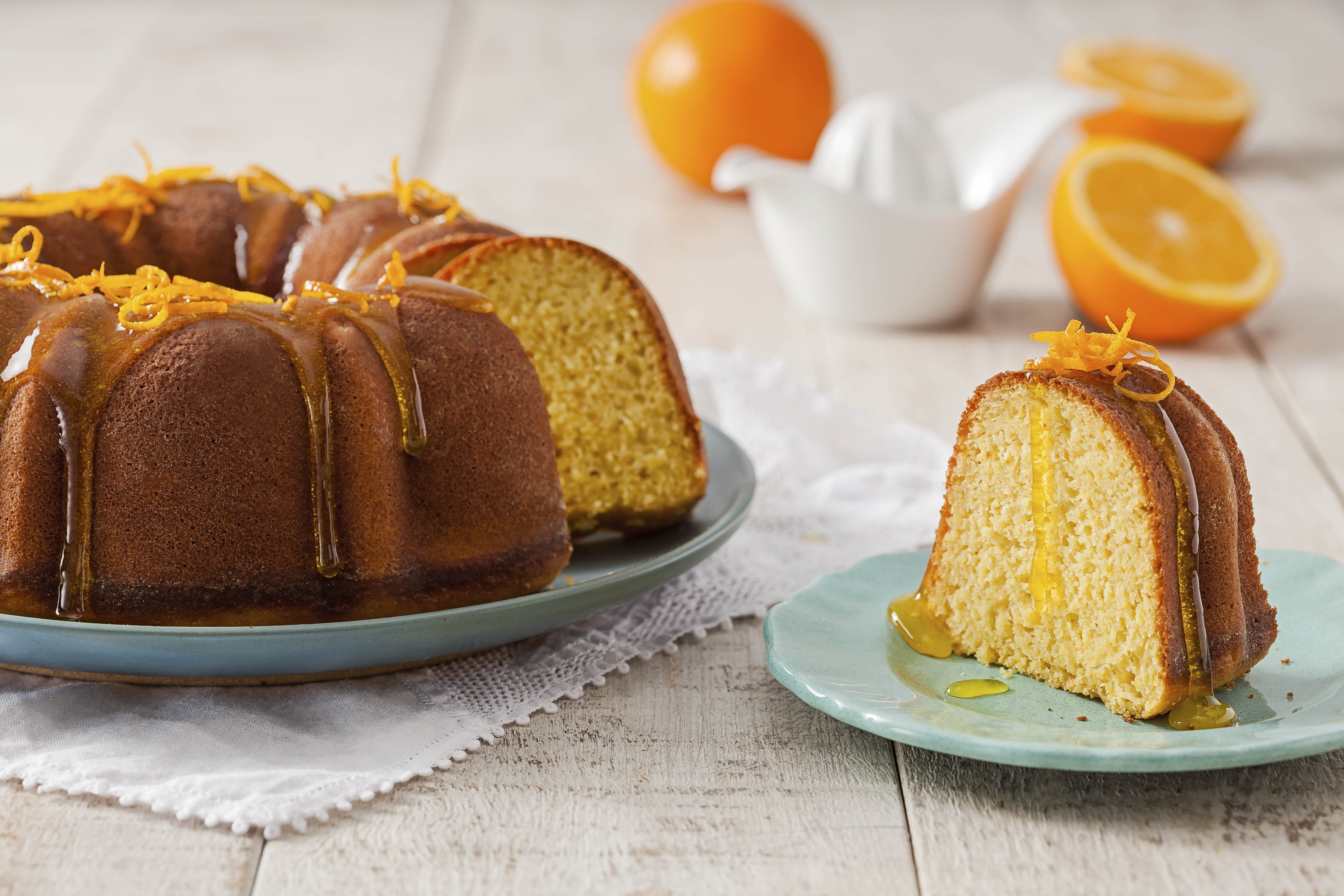 Receita de Bolo de Laranja com Calda