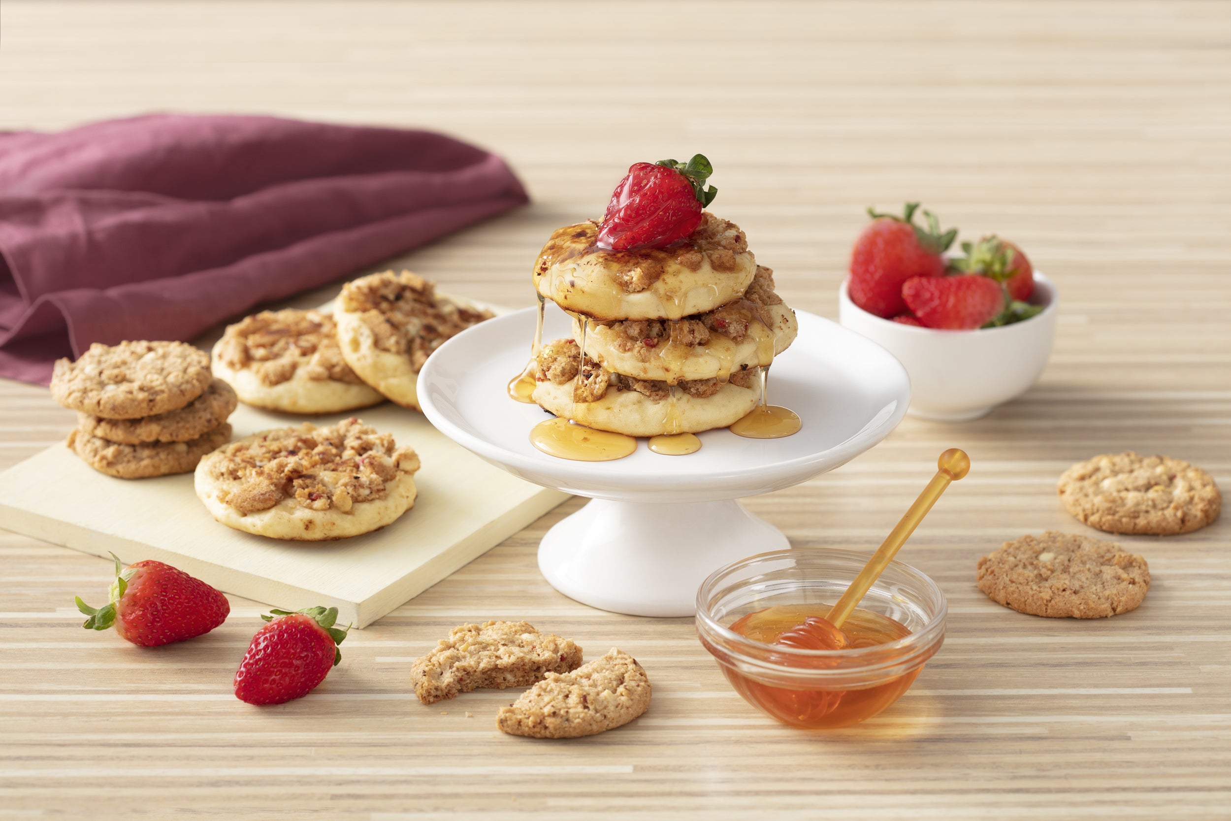 Mini Pancakes de Cookies Nesfit Frutas Vermelhas