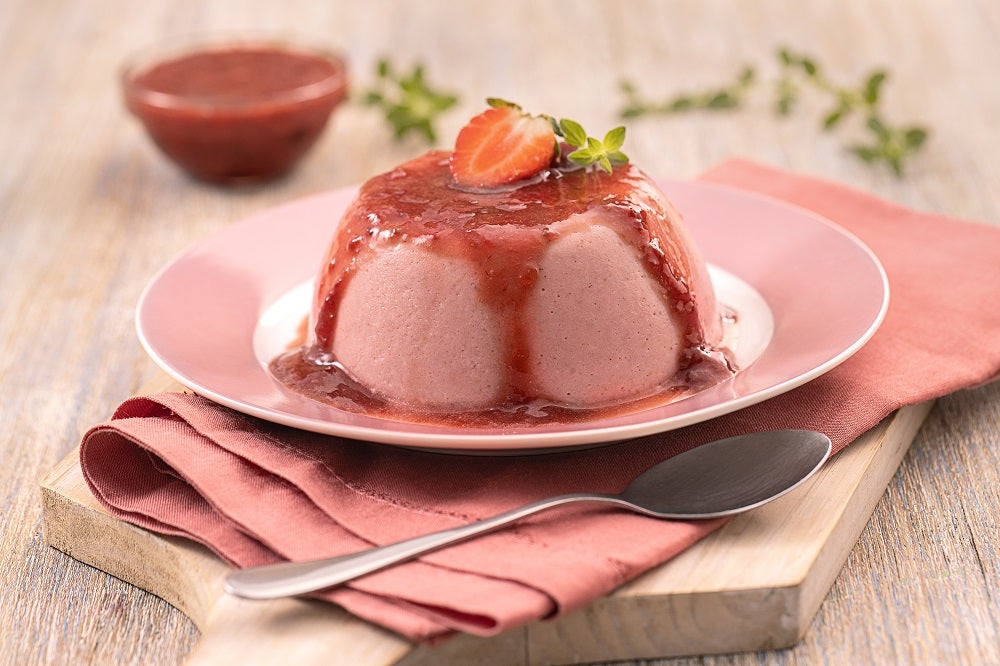 Flan de Morango com Geleia