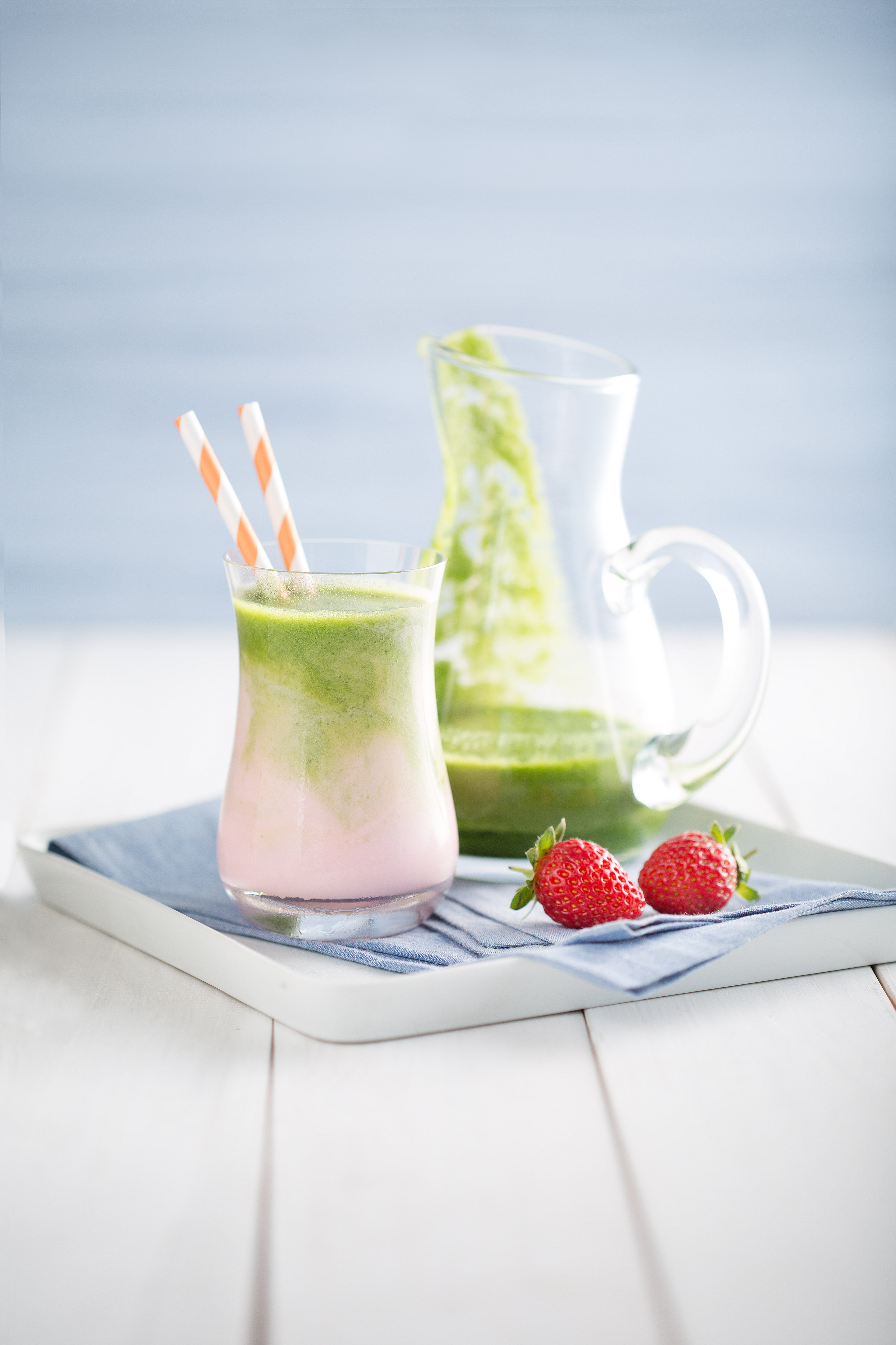 Smoothie de Morango e Suco Verde Zero Lactose