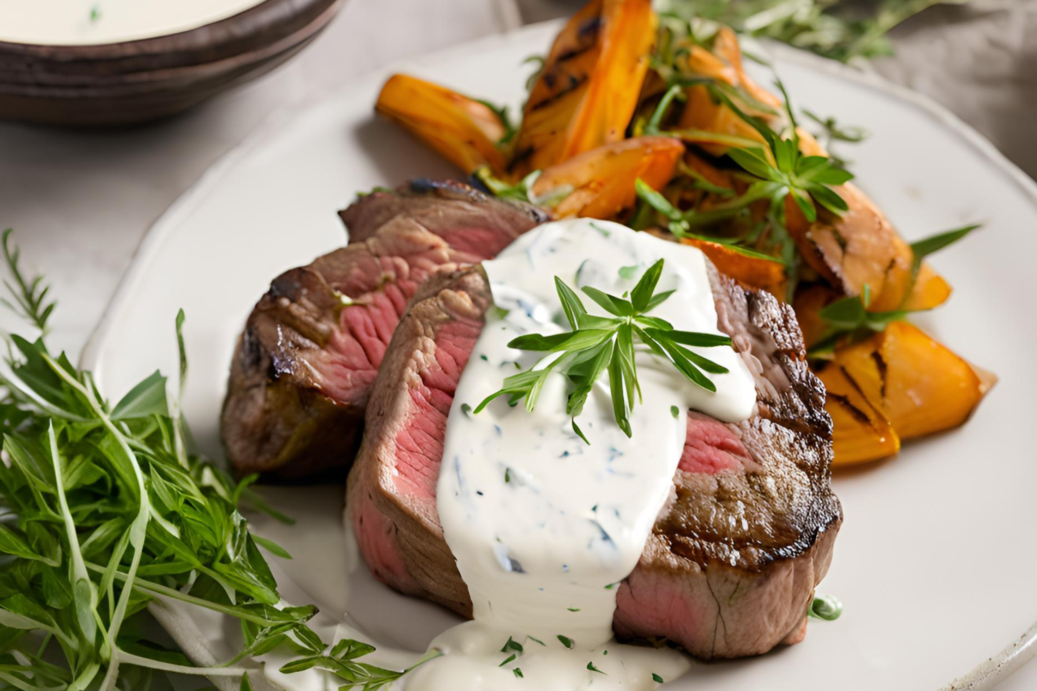 Tirinhas de Carne com Molho de Iogurte