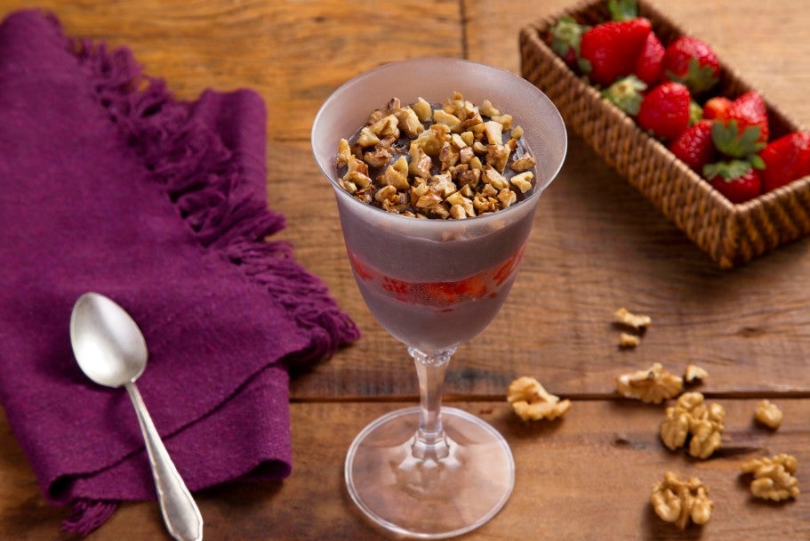 Pavê Fit de Dark Chocolate com Morango