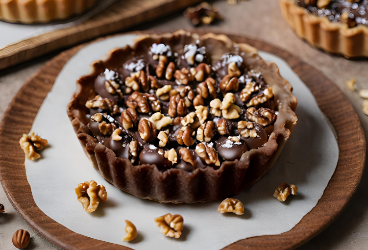 Receita de Tartelete de Chocolate com Caramelo Salgado e Nozes