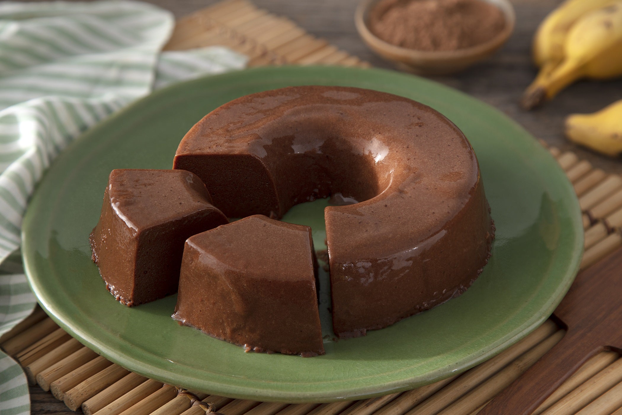 Pudim de Banana e Chocolate Sem Lactose e Sem Glúten