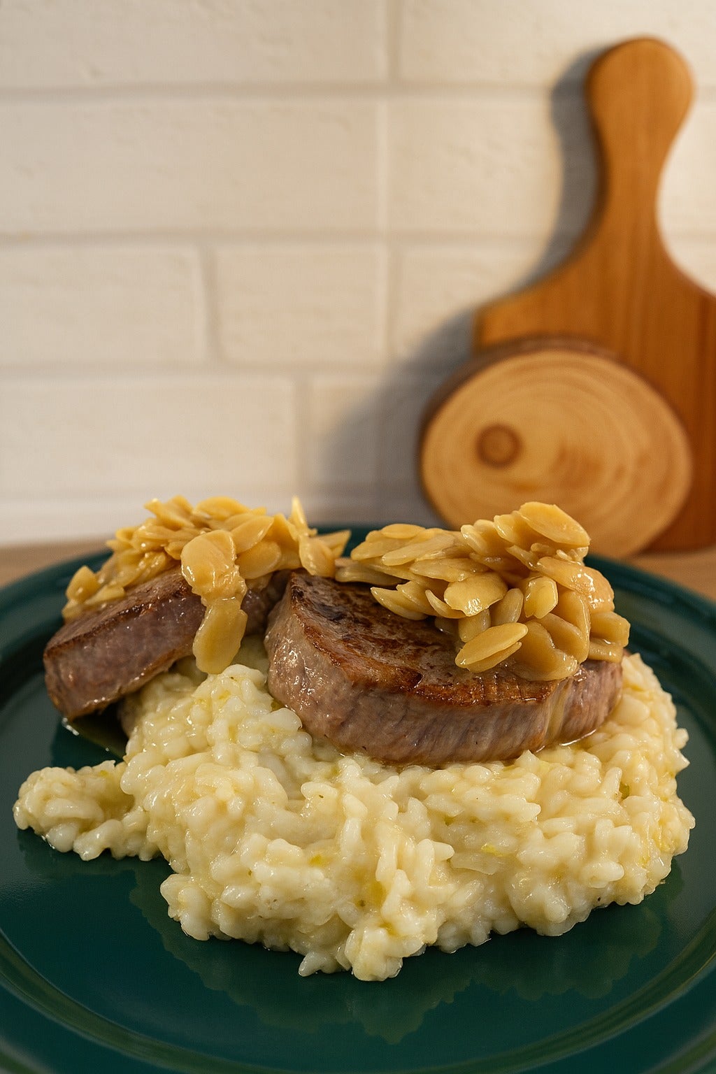 Receita de Risoto de Alho Poró & Medalhão de Filet Mignon