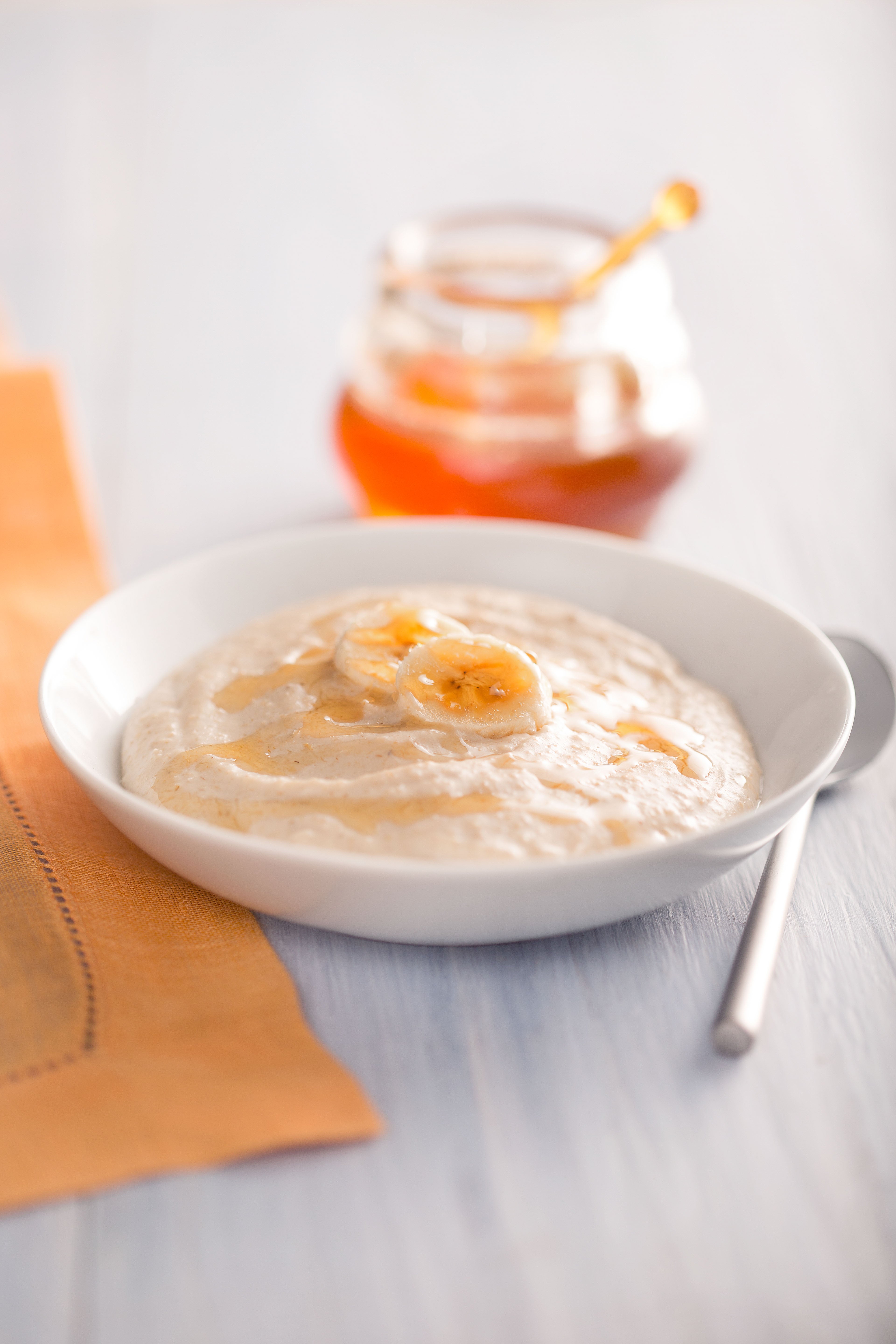 Mingau de Aveia, Banana e Mel com Iogurte
