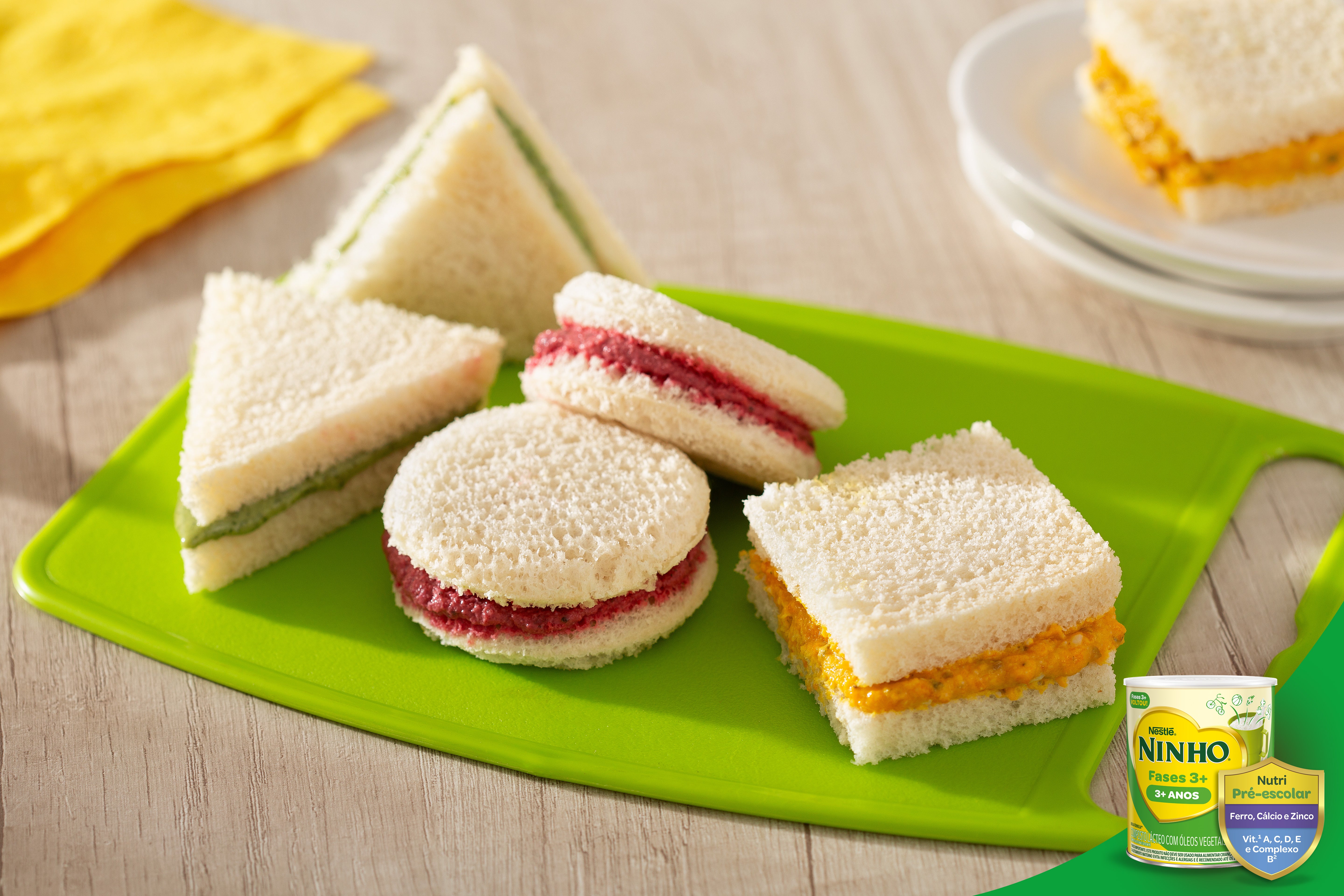 Receita de Sanduichinhos Coloridos com Ninho Fases 3+