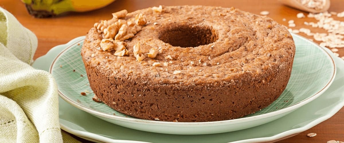 Bolo de Banana com Farelo de Aveia Sem Glúten