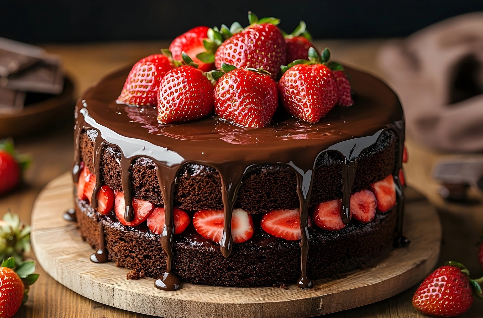 Receita de Bolo de Chocolate com Morangos da Avó