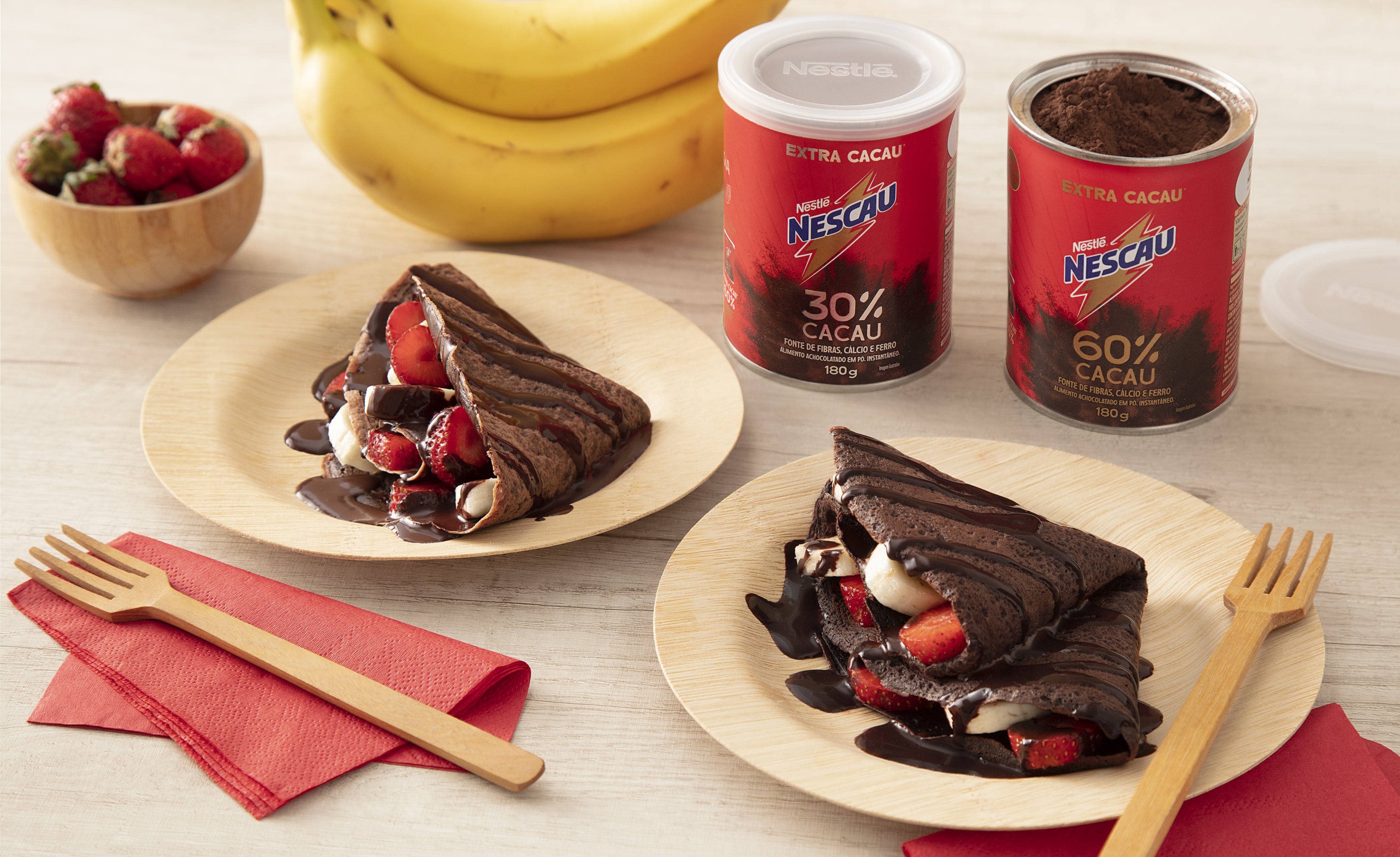 Crepioca Doce feita com NESCAU® Extra Cacau