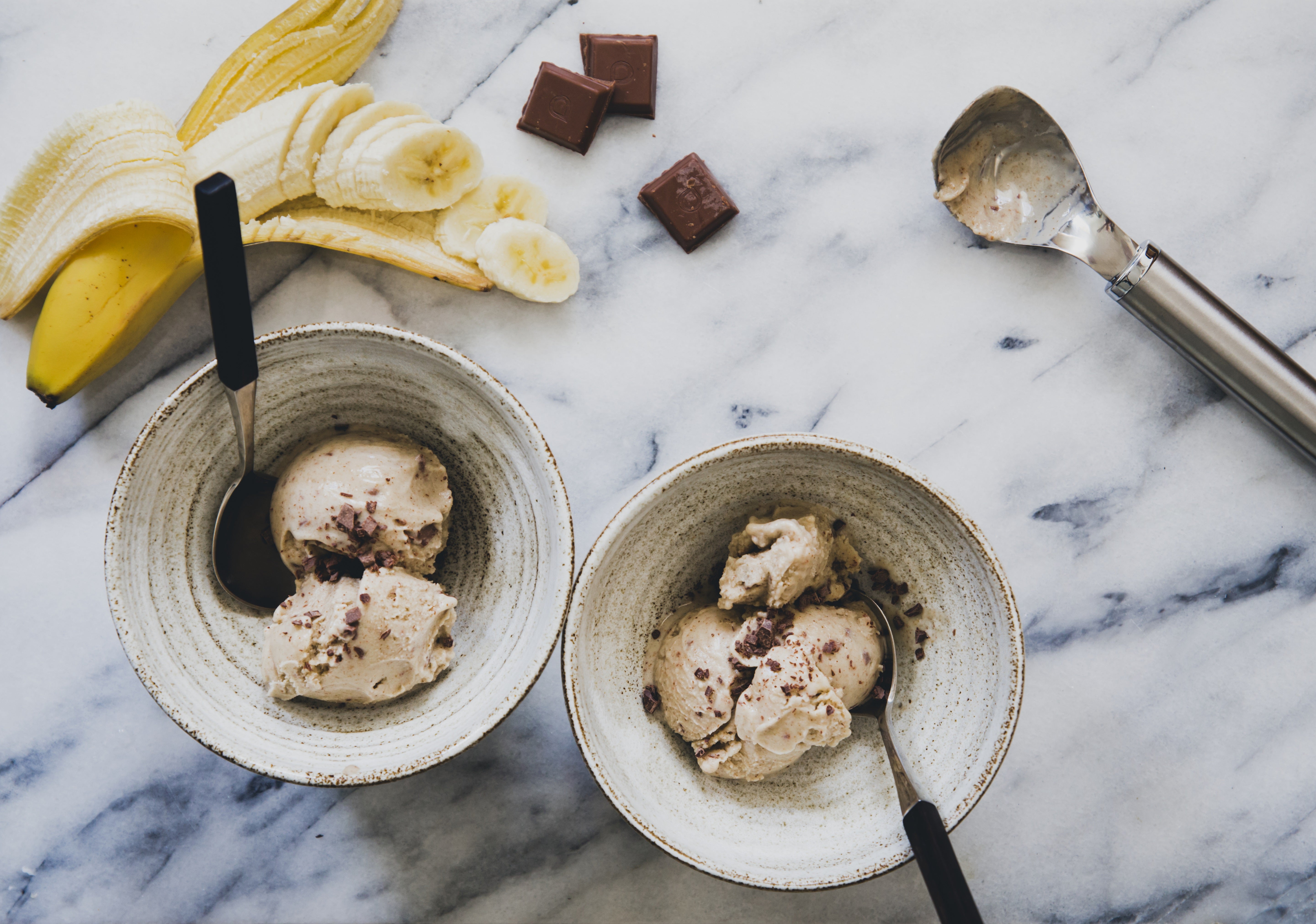 Sorvete de Banana e Chocolate