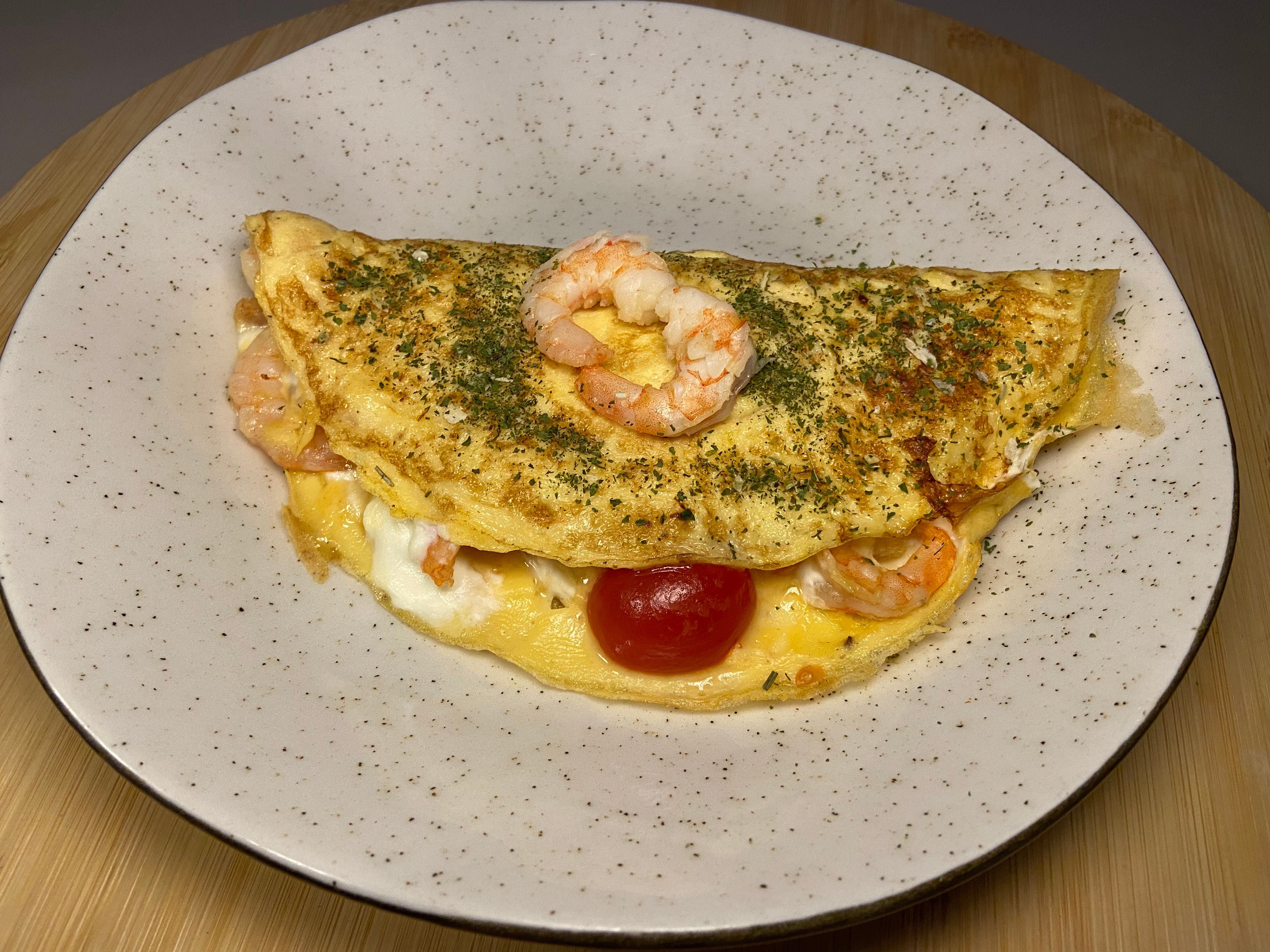 Receita de Omelete de Camarão com Requeijão
