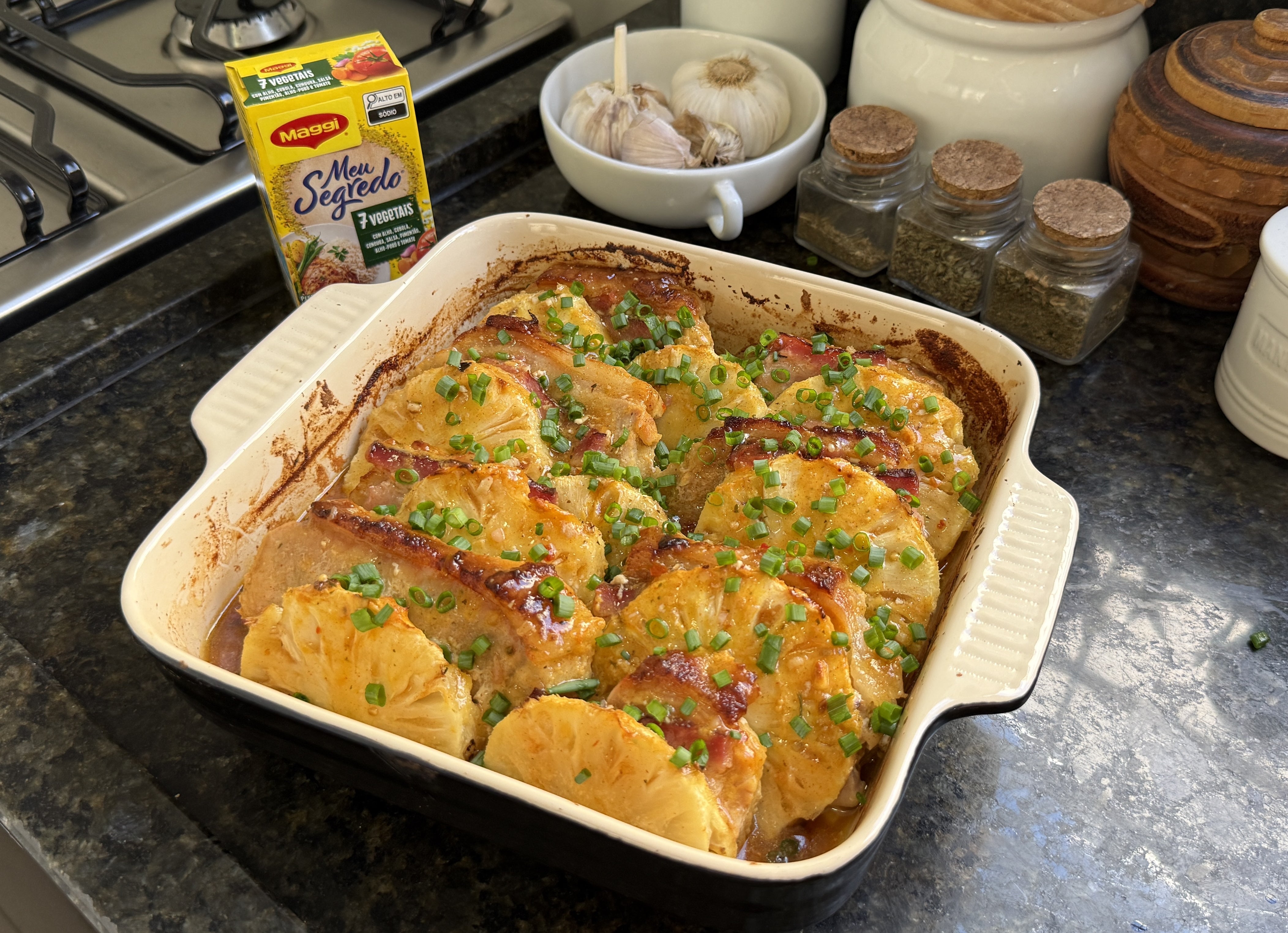 Receita de Lombo Suíno ao Abacaxi com Bacon