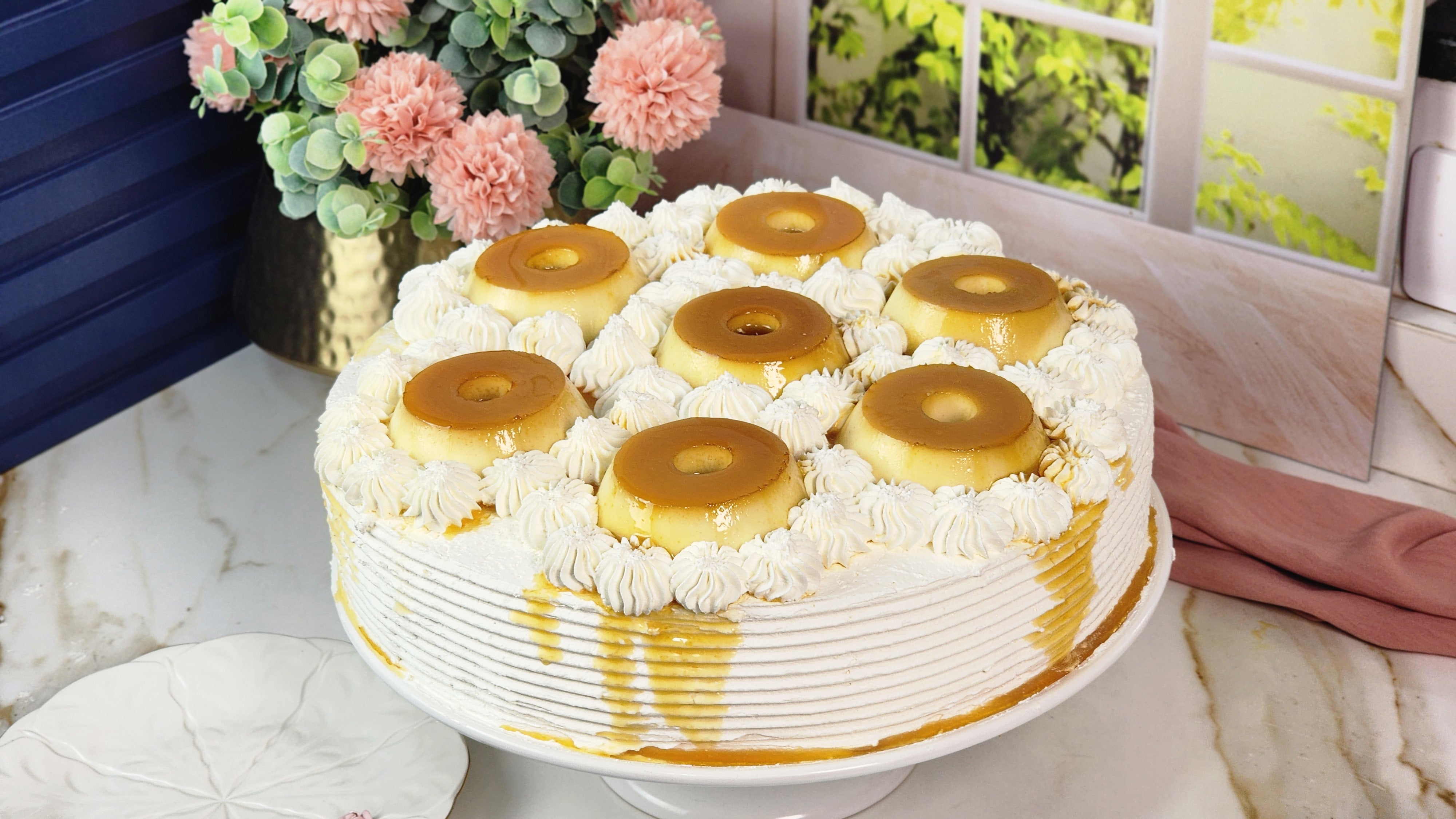 Receita de Bolo Recheado de Pudim com Doce de Leite Moça