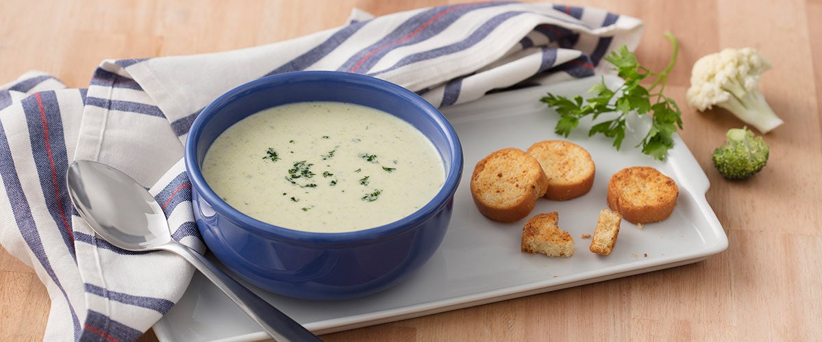 Sopa Cremosa de Couve-flor e Brócolis