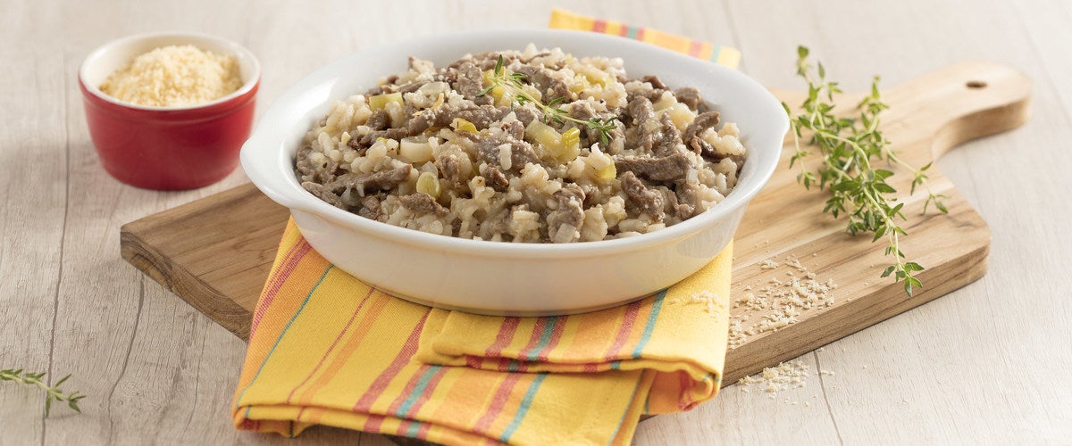 Risoto de Carne com Alho-poró