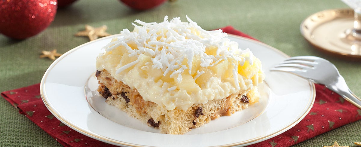 Pavê de Panettone com Doce de Leite, Coco e Abacaxi